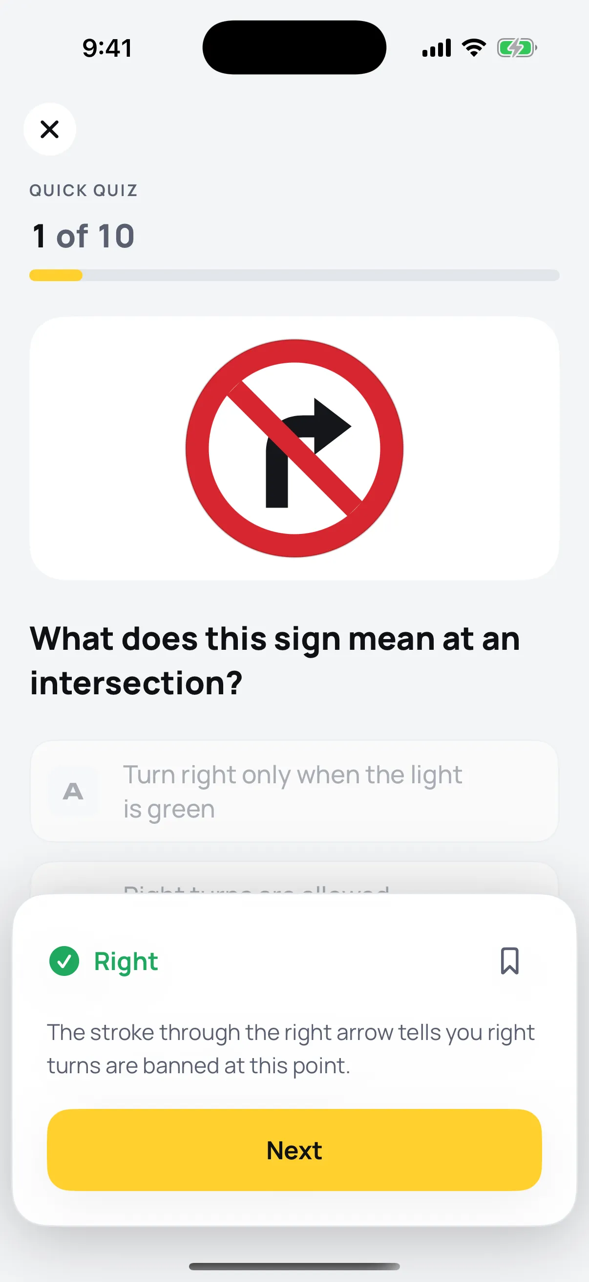 A drilled question answered correctly, with its explanation